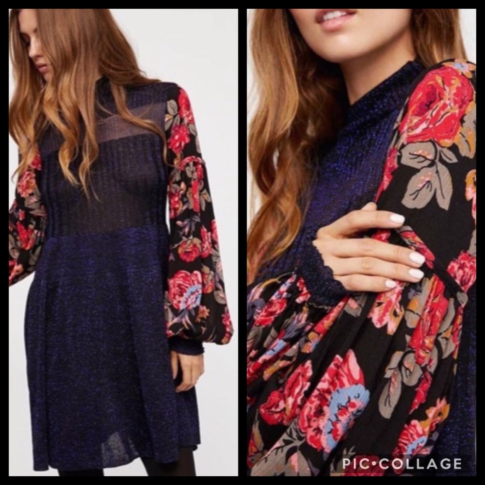 🌼HP🌼 Free People Floral Rose Roses Shimmer Dress - Picture 6 of 8